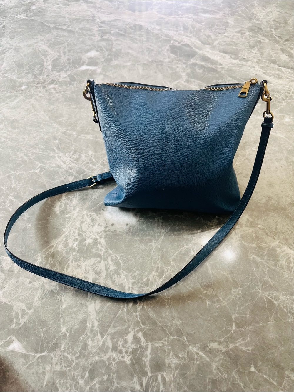 Coach Blue Sea Kitt Crossbody Bag Crossgrain Leather - Picture 3 of 7